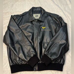 Vintage Burks Bay NRA National Rifle Association Golden Eagles Leather Jacket XL